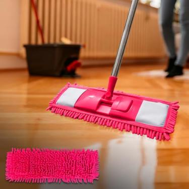 Imagem de Almofadas de esfregão reutilizáveis – 1 pacote de panos de limpeza úmidos e secos para esfregão Swiffer de 38 cm para limpeza de piso multiuso, rosered