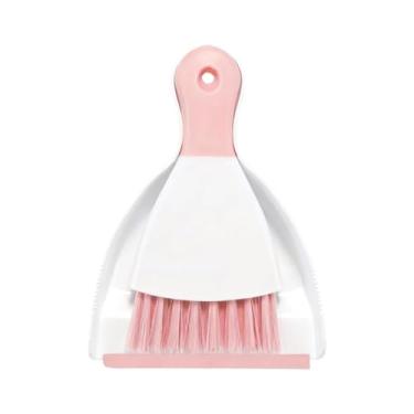 Imagem de 1 pacote com mini frigideiras rosa com escova, bandeja de poeira e conjunto de pincéis para mesa, quadro-chaveiro, gato, cachorro e outros animais de estimação, vassoura de limpeza minúscula