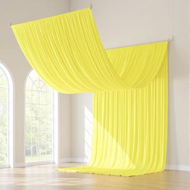 Imagem de gogoparti Cortinas de teto amarelas macias de 76 x 6 m para casamentos e festas - 6 painéis de cortinas de 1,5 x 5,8 m, tecido sem rugas para decoração de tendas, aniversário e pano de fundo de fotos