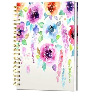 Imagem de Caderno espiral A5, diário de capa dura para mulheres, papel pautado universitário com 120 páginas, perfeito para escritório, escola ou uso doméstico (buquê de aquarela)