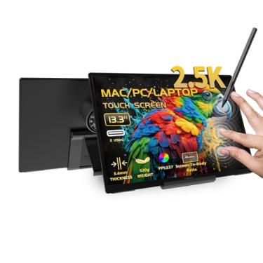 Imagem de Monitor portátil para Mac com tela sensível ao toque, Mini 13,3 polegadas, 2560 x 1600, monitor de computador pequeno para viagem para Apple/Laptop/Desktop/Macbook/Phone/Tablet/PS45/Switch/TV