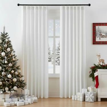 Imagem de Cortinas de linho plissadas de 272 cm, cortinas de janela semitransparentes, extralongas para sala de estar, quarto, cortinas texturizadas de linho grosso macio de 2,7 m para berçário infantil, 2