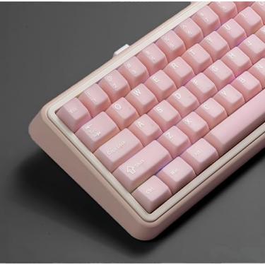 Imagem de dagaladoo Teclas de jade rosa, conjunto de chaves PBT Double Shot, conjunto de cristal, cerâmica personalizada translúcida, tampas de teclas de perfil cereja para teclado mecânico 60%/65%/75%/TKL/96%