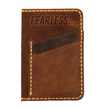 Imagem de Carteira cristã de couro de flor integral feita à mão com estampa "Fearless" Isaiah 41:10 – carteiras cristãs minimalistas para homens — carteira masculina com bolso frontal gravada — ideia de