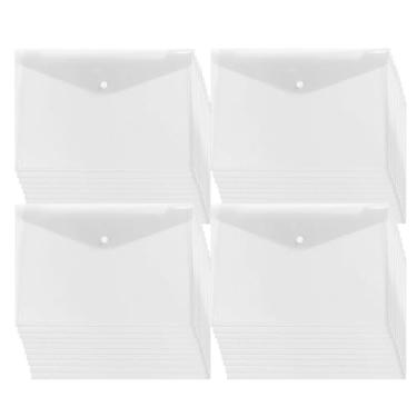 Imagem de Envelope de plástico transparente de 40 peças com fecho de botão, pasta de arquivo de envelope impermeável de plástico, pastas transparentes para documentos, tamanho carta, tamanho A4, para escola e