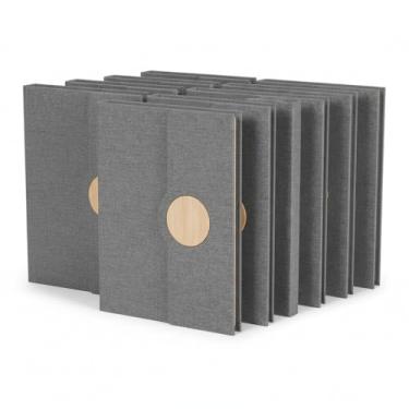 Imagem de Caderno de Anotações Ecológico, Capa em Tecido RPET com Detalhe em Bambu, 80 Folhas Pautadas, Suporte para Caneta, 21x16cm (10, Cinza)