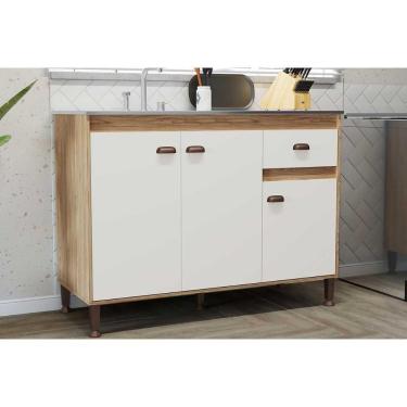Imagem de Balcão De Cozinha Torino C- 3 Portas E 1 Gaveta S- Tampo 120cm -off White - Movelbento