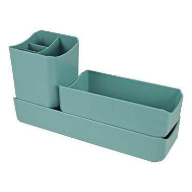 Imagem de Organizador De Mesa- Maquiagem - Porta Treco - Caneta 3 Peças Linha Loft Turquesa