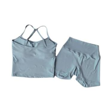 Imagem de Conjunto De Roupas De Exercício Feminino Com Top De Yoga Slim Fit E Sh