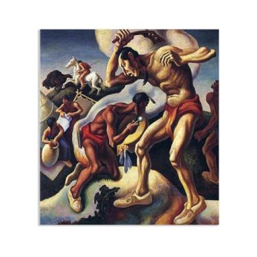Imagem de Zeichn8u Thomas Hart Benton Pinturas Arte de Parede Artes Indianas Reproduções de Arte Clássica Thomas Hart Benton Pôster em Tela para Sala de Estar Decoração de Parede de Casa 35x30cm (35.6x30.5 cm