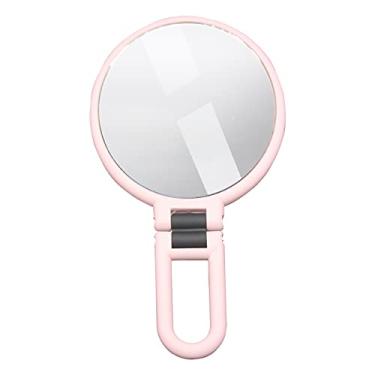 Imagem de Espelho de mão com lupa 10X 15X - lado alça dobrável maquiagem portátil para viagem pedestal ABS Rotação 360 Multifuncio