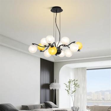 Imagem de OUFULA Lustre Moderno LED Moda Arte Sala de Estar Restaurante Quarto Villa Hotel Balcão Escadas Café Bar Lâmpada Pendente (D 12 luzes)