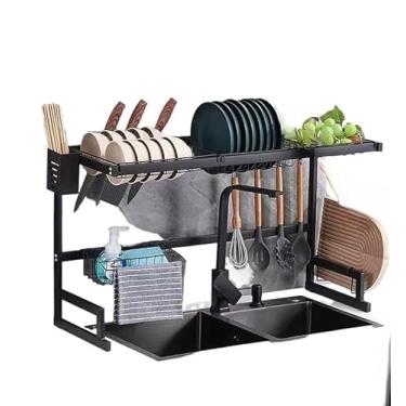 Imagem de Kitchen Escorredor Rack Aço Inoxidável 65cm Ajustável Organizador Louça Preto Suspenso Modular Autossustentável Cozinha