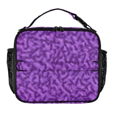 Imagem de Joisal Lancheira de leopardo com textura roxa para mulheres, meninas, lancheira masculina e infantil, lancheira para trabalho, bolsa térmica para alimentos portátil para escola