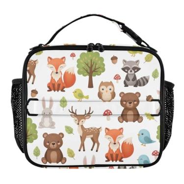 Imagem de Joisal Lancheira fofa de animais da floresta, raposas, veados, para mulheres, meninas, lancheira masculina e infantil, lancheira para trabalho, bolsa térmica para escola