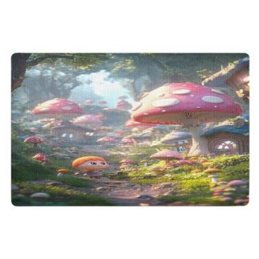 Imagem de Joisal Tapete de porta da frente ao ar livre de cogumelos com desenho animado caçador de sujeira tapete de boas-vindas engraçado, tapete de porta da frente 81 x 50 cm