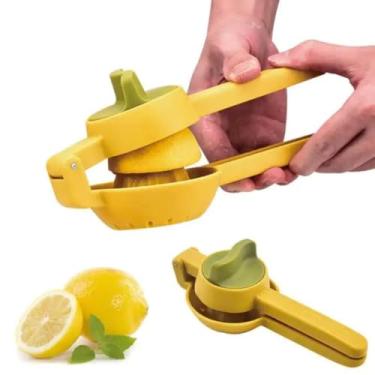 Imagem de Espremedor Manual de Cítricos, Plástico Resistente, Amarelo, Design Ergonômico com Alça Giratória para Limão e Laranja