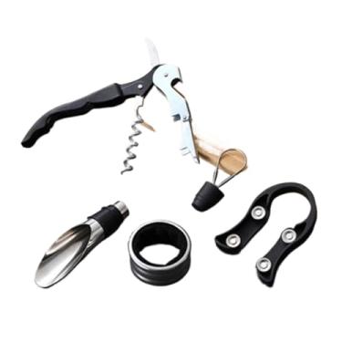 Imagem de Kit Abridor De Vinho Inox Com Saca Rolha Dosador Corta Lacre