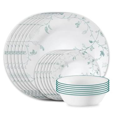 Imagem de Corelle Vitrelle Conjunto de 18 peças para 6 louças, vidro de camada tripla e resistente a lascas, conjunto de pratos e tigelas redondas leves, Chambord