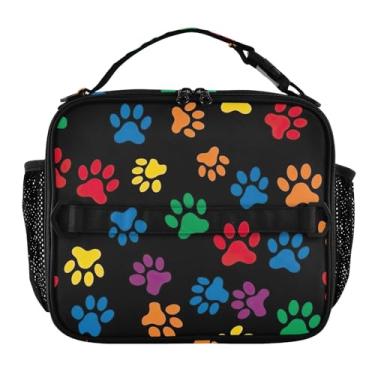 Imagem de Lancheira colorida com estampa de pata de cachorro para mulheres, meninas, lancheira masculina e infantil, lancheira para trabalho, bolsa térmica para adultos