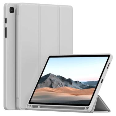 Imagem de Ocricll Capa para Samsung Galaxy Tab S6 Lite 10,4 polegadas 2024/2022/2020, capa traseira de TPU macio, fina, leve, inteligente, hibernar/despertar, suporte triplo com suporte para caneta S, cinza