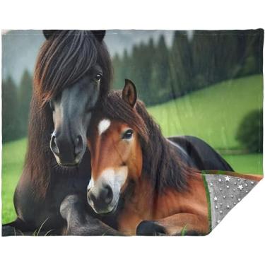 Imagem de Cobertor macio com estampa animal de cavalo personalizado para sofá adultos cobertores de sofá para mulheres presente cobertores de sofá ocidentais 177,8 cm x 139,7 cm