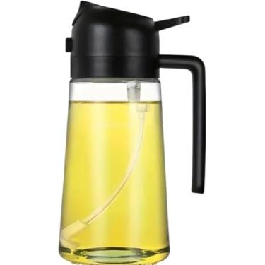 Imagem de Galheteiro Dosador de Vidro com Bico em Aço Inox, 470ml, 18cm Altura, Borrifador para Azeite e Vinagre