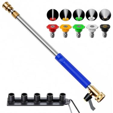 Imagem de Bocal de jato atualizado, lavador elétrico, mangueira, bocal, hidro ajustável, varinhas de 45 a 83 cm, pulverizador de mangueira de água de alta pressão com 5 pontas para jardim, pátio, chão e carro