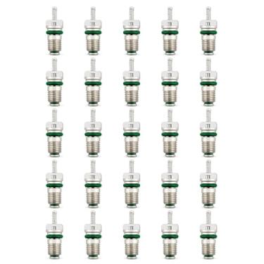 Imagem de 25 peças padrão JRA A/C Schrader válvula núcleo adequado para veículos estrangeiros e domésticos substituir MT0059 59347 15-75234, anel de vedação verde