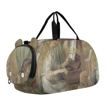 Imagem de Auguste Renoir Bolsa de viagem para meninas, pintura de piano, bolsa de viagem para crianças, bolsa de viagem para meninos, academia, bagagem infantil, Pintura de piano Auguste Renoir, Clássico