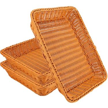 Imagem de Cesto de vime Eusoar, 30 x 20 x 6 cm, 3 peças de bandejas de mesa para servir alimentos, cesto para consertar pães, mesa de tecido, frutas, legumes, cesta para servir para restaurantes, padarias, festas em família