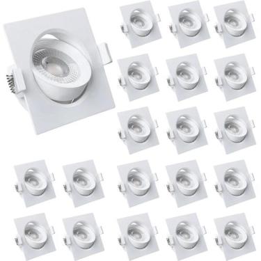 Imagem de Kit 20 Spot Led Quadrado Direcional 3W Branco Frio 6500k Bivolt - Luz 