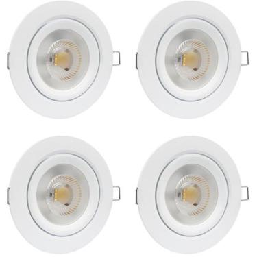 Imagem de Kit 4 Spot LED Embutir Redondo Bivolt 5W Branco Quente 3000k Iluminaçã