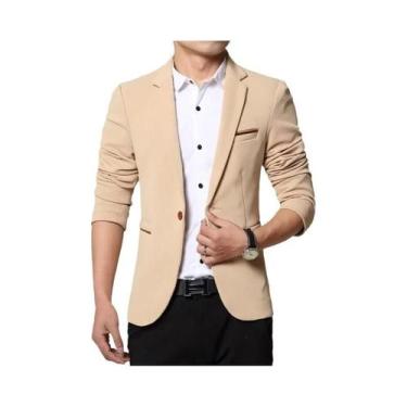 Imagem de Blazer Slim Fit Para Homens Em Tamanhos Grandes, Jaqueta De Moda Em Pr