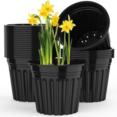 Imagem de BeapTcely Vasos para berçário, vaso inicial de sementes, vasos de plástico para mudas de flores com orifícios de drenagem, recipiente flexível para plantas de jardim interno e externo, gramado