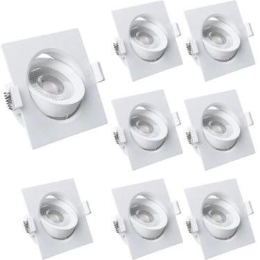 Imagem de Kit 8 Spot Led Quadrado Direcional 3W Branco Frio 6500k Bivolt - Luz F