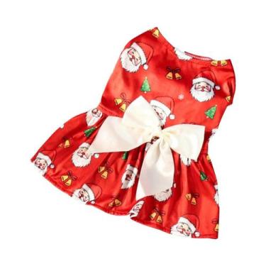 Imagem de Vestido De Natal Para Cães Com Estampa De Papai Noel E Floco De Neve, 