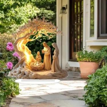 Imagem de Presépio de mesa em acrílico plano Decoração de Natal Representando o 