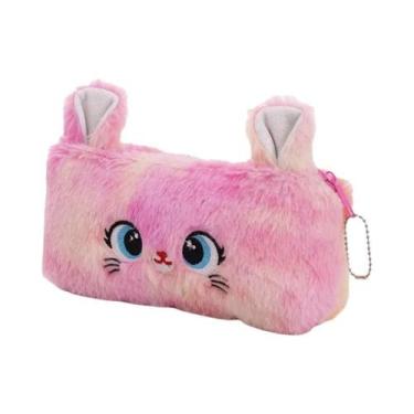 Imagem de Estojo De Lápis De Pelúcia Kawaii Em Forma De Gato, Grande Capacidade,