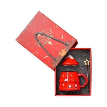 Imagem de Conjunto De Canecas De Cerâmica Com Tema De Árvore De Natal Com Colher