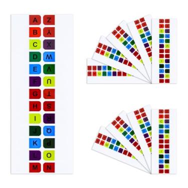 Imagem de 10 folhas de adesivos de índice de abas do alfabeto coloridas A-Z guias de índice autoadesivos coloridos letras alfabéticas divisórias para caderno, escritório, casa, material escolar (alfabeto
