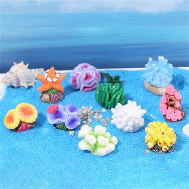 Imagem de VLSQHNCF 11 peças de decorações de aquário com coral de resina, decorações de aquário pequenos acessórios subaquáticos, planta artificial para ornamentos Betta, paisagem de aquário