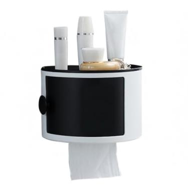 Imagem de Dispenser de Papel Toalha para Mesa com Prateleira Armazenamento Montado na Parede Suporte Autoadesivo Extração Sacos Lixo Cozinha Banheiro Alto- PP D