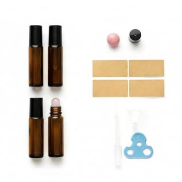 Imagem de Cchenxxi Frascos de rolo de vidro âmbar de 10 ml com bola de rolo de cristal - Desodorante de perfume de óleo essencial reutilizável, aplicador de rolo premium não plástico para aromaterapia, Garrafas