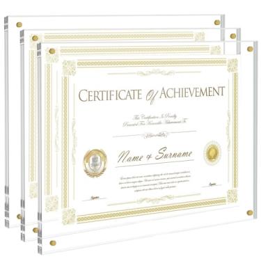 Imagem de JUOIFIP Pacote com 3 molduras de acrílico transparente para parede, serve para fotos ou certificados, 20 x 25 cm, molduras autoadesivas sem broca, molduras de diploma magnéticas, moldura completa - 25