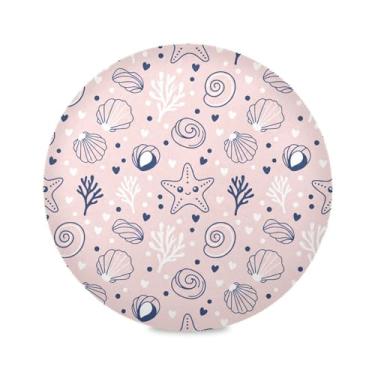 Imagem de Wassud Jogo americano com conchas do mar, tapetes redondos para cozinha e jantar, tapetes laváveis e resistentes ao calor, decoração de mesa 39 cm