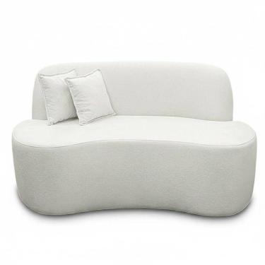 Imagem de Sofá Ondulado Orgânico Pequeno 2 Lugares Sala Bouclé Bouclé Branco