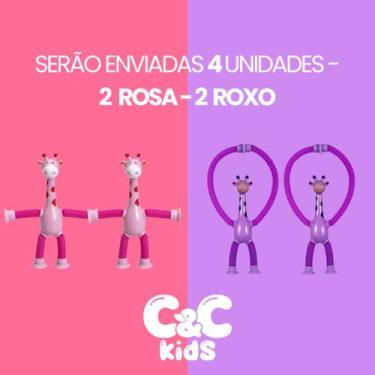 Imagem de Kit 4 girafas estica e gruda melman pop it tubo tiktok com luz brinque