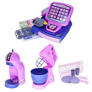 Imagem de Kit Prato Copo Expresso Cafeteira Bolo Brinquedo Menina  25p - CLICKCO