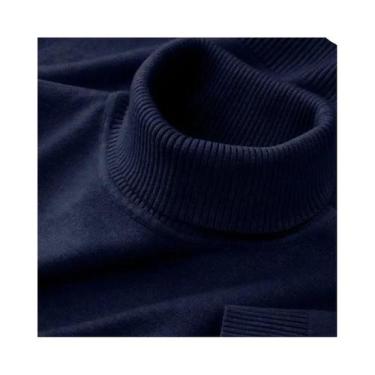 Imagem de Suéter Masculino De Gola Alta Em Cor Sólida, Tricotado, Respirável E Q